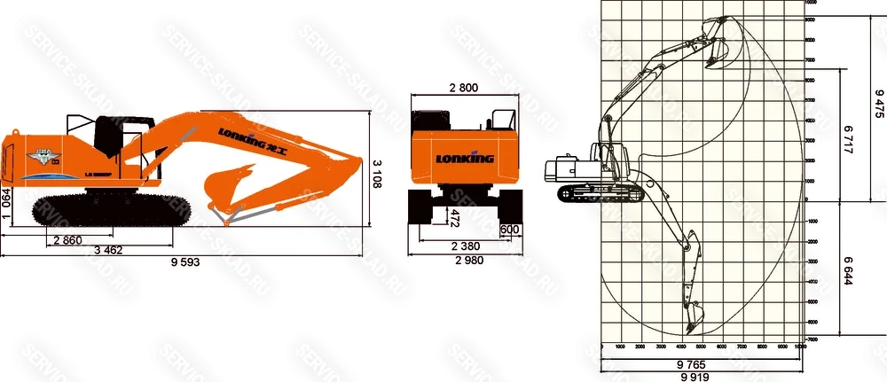 Схема Гусеничный экскаватор Lonking CDM6225F